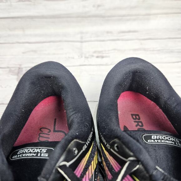 Brooks Womens Glycerin 15 1202471B088 Black Silver Pink Running Shoes Size 8 B - Picture 8 of 9